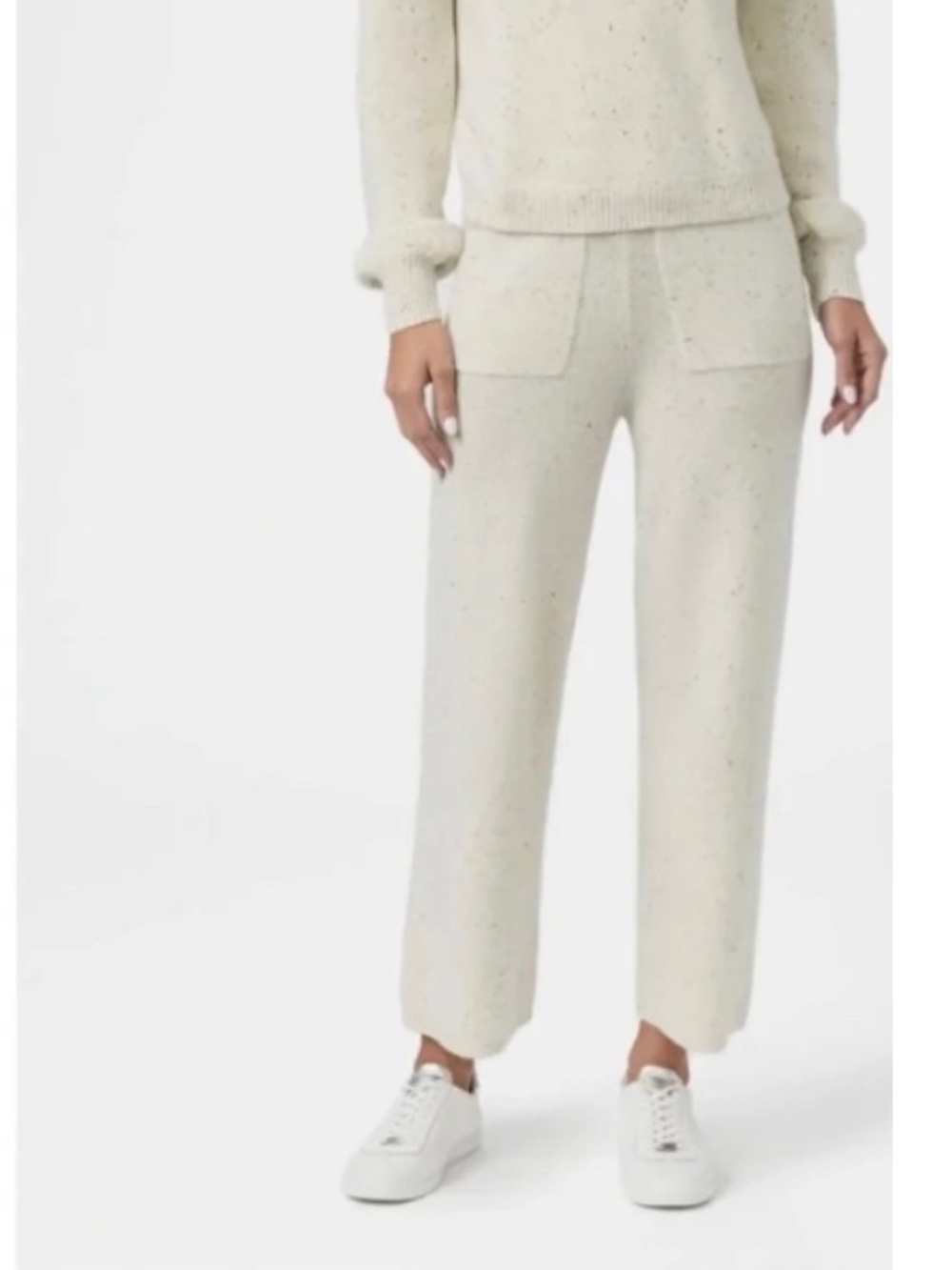 PAIGE Olivine Cashmere High Waist Crop Wide Leg Pants Ivory Multi SZ XL